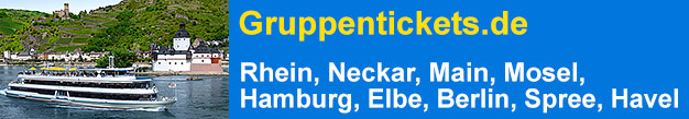 Linienschifffahrt-Gruppentickets.de zu Gruppenpreisen 2025 2026. Tagesschifffahrten von vielen Reedereien auf Rhein, Neckar, Main, Mosel. In Berlin auf Spree und Havel.